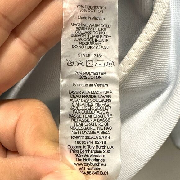 Tory Burch Sport Track Jacket Womens Light Blue/White Pockets Zipper Size Small - Picture 7 of 9